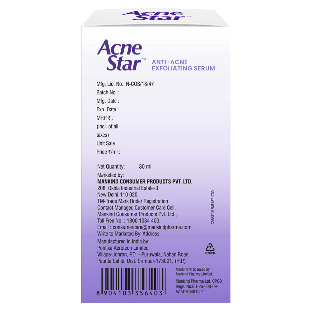 Acne Star 4% BHA Exfoliating Face Serum | 30ml