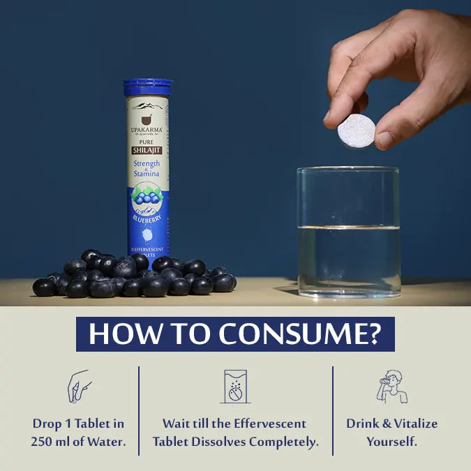 Combo Pack of Shilajit Effervescent Blueberry Flavour & Ashwagandha Capsules