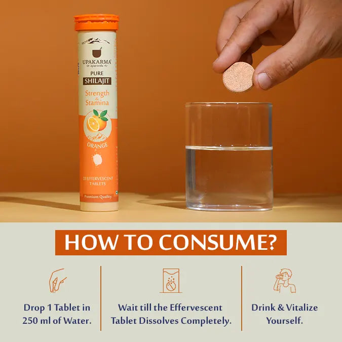 Pure Shilajit Effervescent Tablets- Orange Flavour Pack of 2