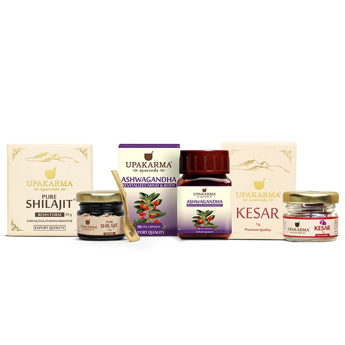 combo pack of shilajit resin ashwagandha capsule and keasr