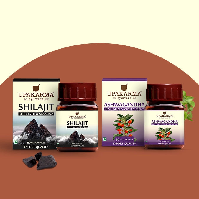 Combo - Shilajit Capsules & Ashwagandha Capsules (90 Capsules in Each Pack)