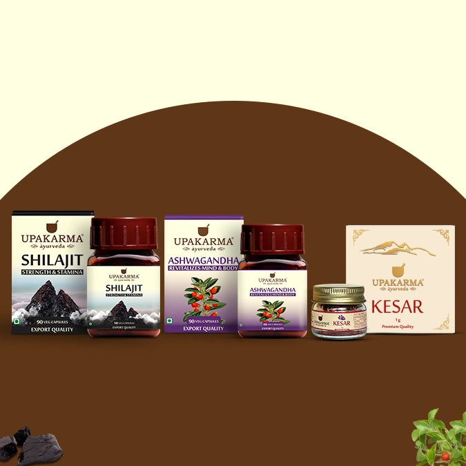Combo - Shilajit Capsules, Ashwagandha Capsules & Kesar 1g