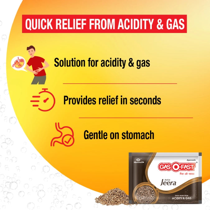 Gas-O-Fast Jeera Antacid - Active Jeera - Pack of 6 Sachet