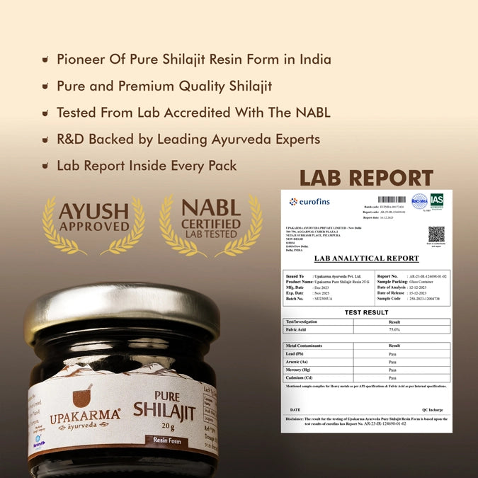 Upakarma Combo Pack of Shilajit / Shilajeet Resin 20g and Kashmiri Kesar 1g