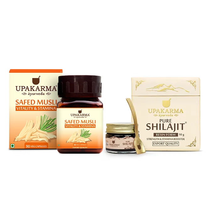 shilajit resin 10g with safed musli capsule combo pack
