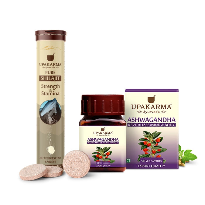Combo Pack of Shilajit Effervescent & Ashwagandha Capsules