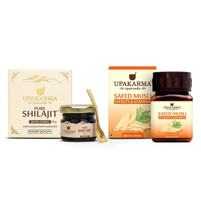 combo pack of shilajit resin and safed musli capsule