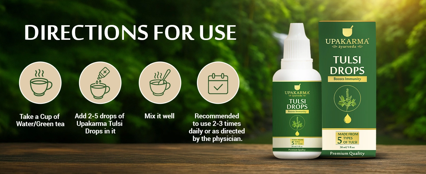 how to use upakarma tulsi drop