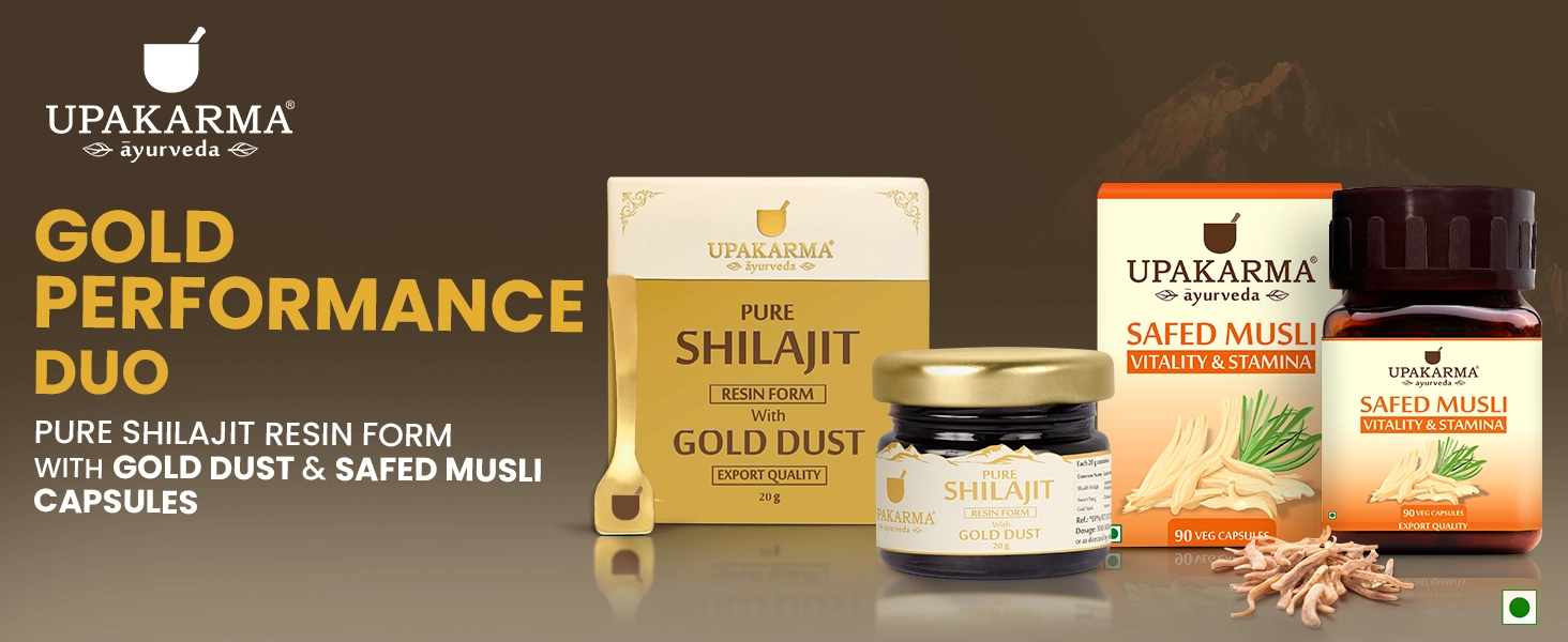 Shilajit gold dust and safed musli capsule combo pack