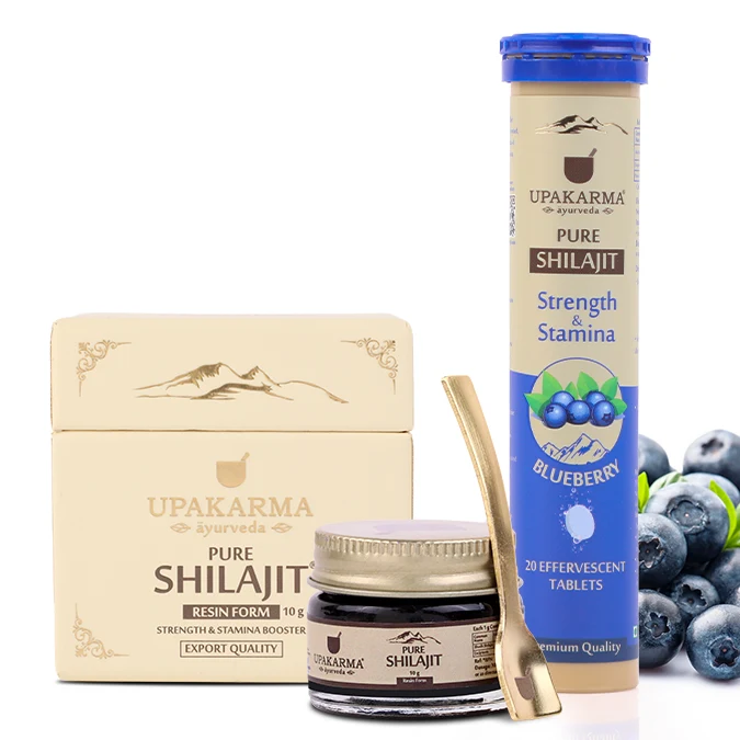 Combo Pack of Shilajit Resin 10g & Shilajit Effervescent Blueberry Flavor